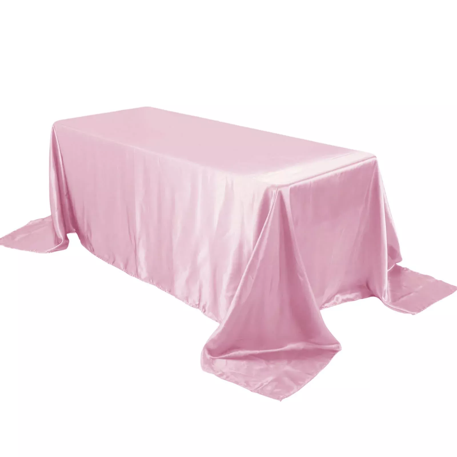 Satin Rectangular 90"x132" Tablecloth Pink - Seamless Table Cover