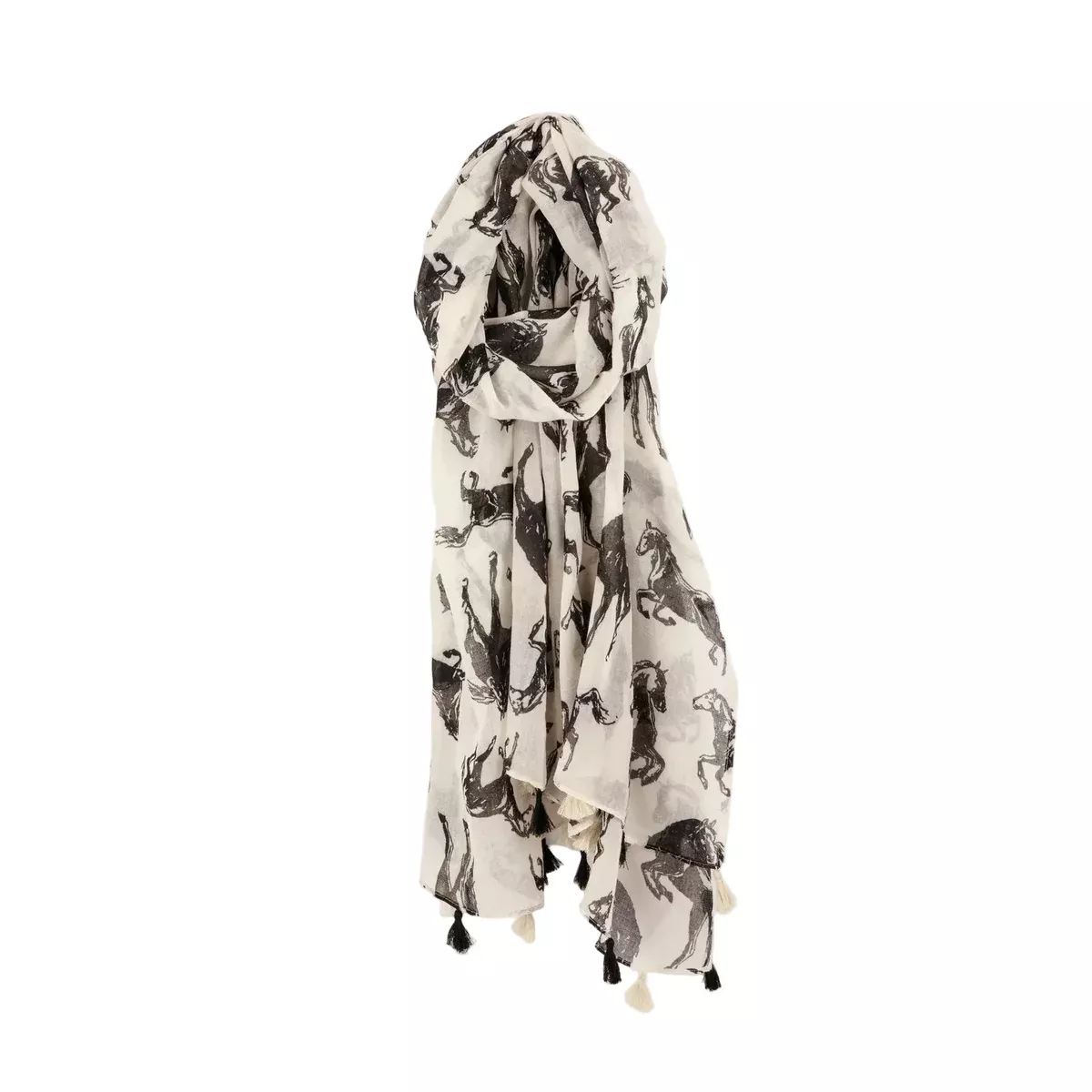 Scarf - Black & White Horse