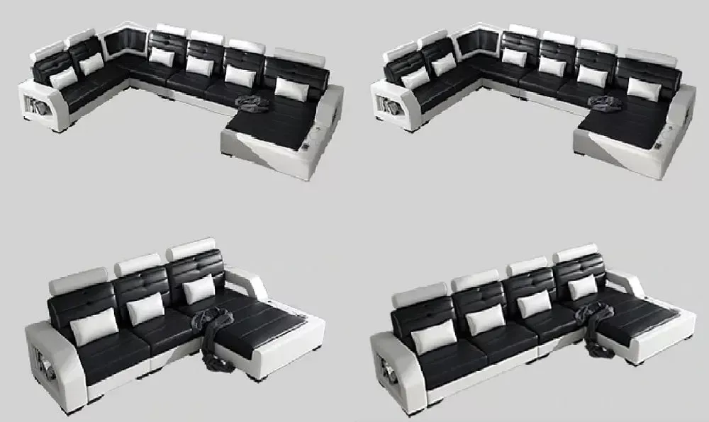 Sectional L Shaped Leather Sofas With Chaise