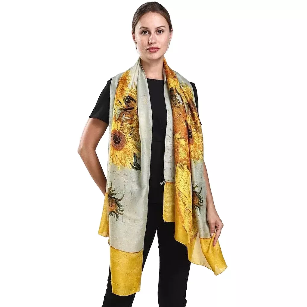 Silk Feeling Scarf - Sunflowers