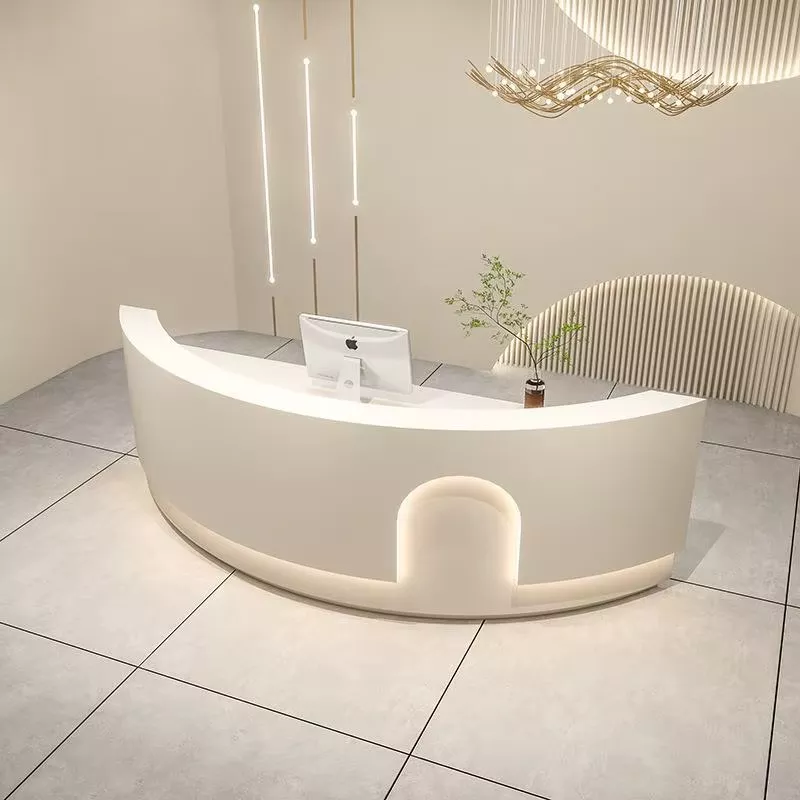 Simplistic Front Desk Curved LED Reception Desk