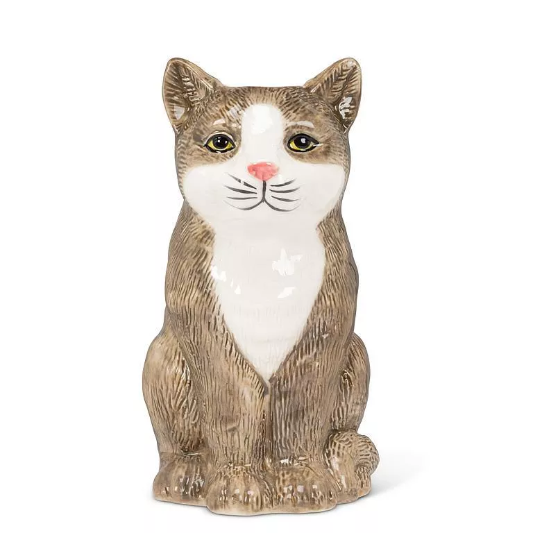 Sitting Tabby Cat Vase