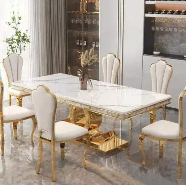 Sleek Marble Dining Table Set
