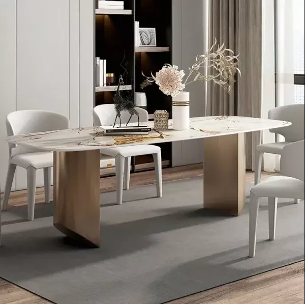 Sleek Marble Top Dining Table