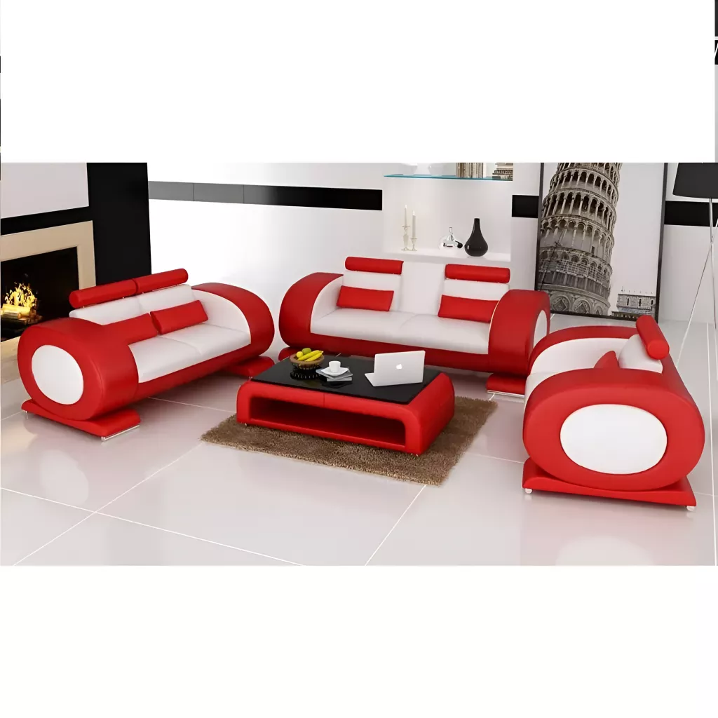 Sleek Style 3 Piece Leather Sofa Set