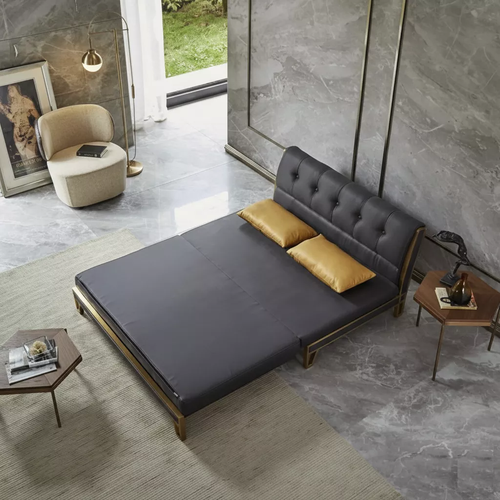 Sleeper Convertible Leather Sofa Bed