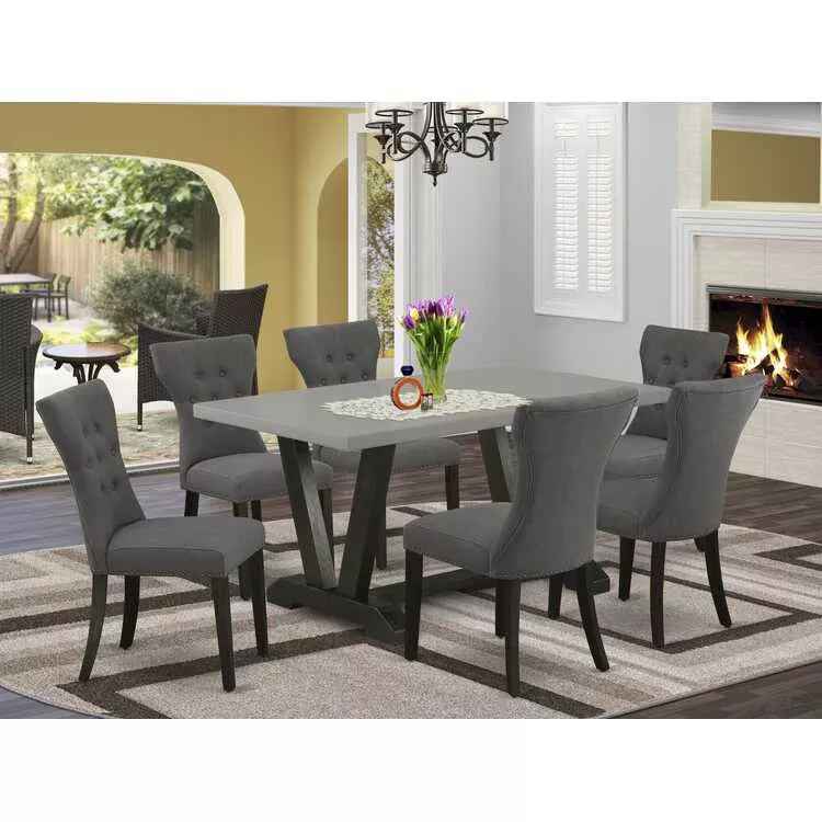 Small Dining Table Set with Parsons Chairs and Rectangular Table