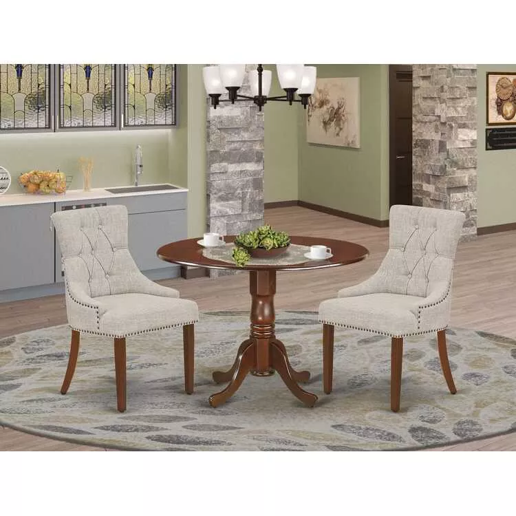 Small Round Dining Set with 2 Chairs - 42 Inch Table
