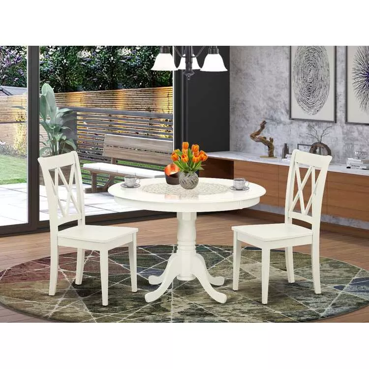 Small Round Dining Table Set with 2 Chairs - Buttermilk & Cherry