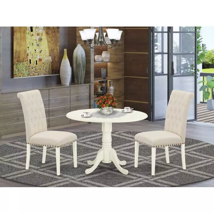 Small Rounded Kitchen Table & Parson Chairs Set