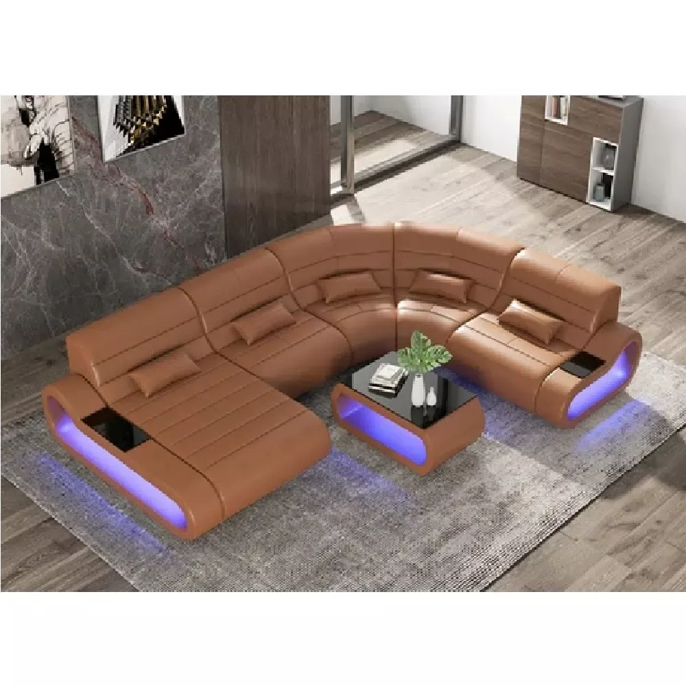 Small Size LED Leather Sectional Sofa