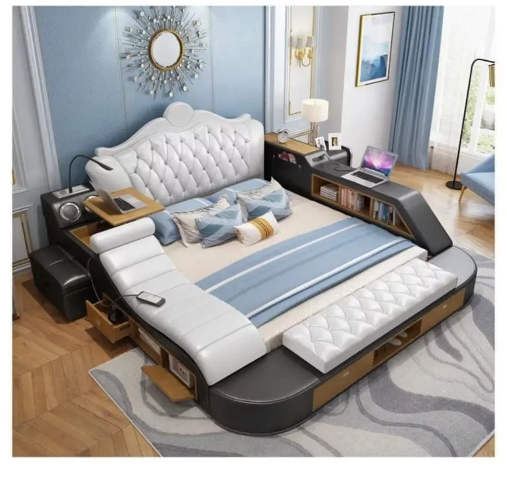 Smart Leather Bed With Speaker
