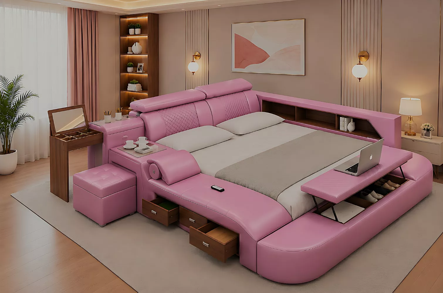 Smart Leather Upholstered Bed
