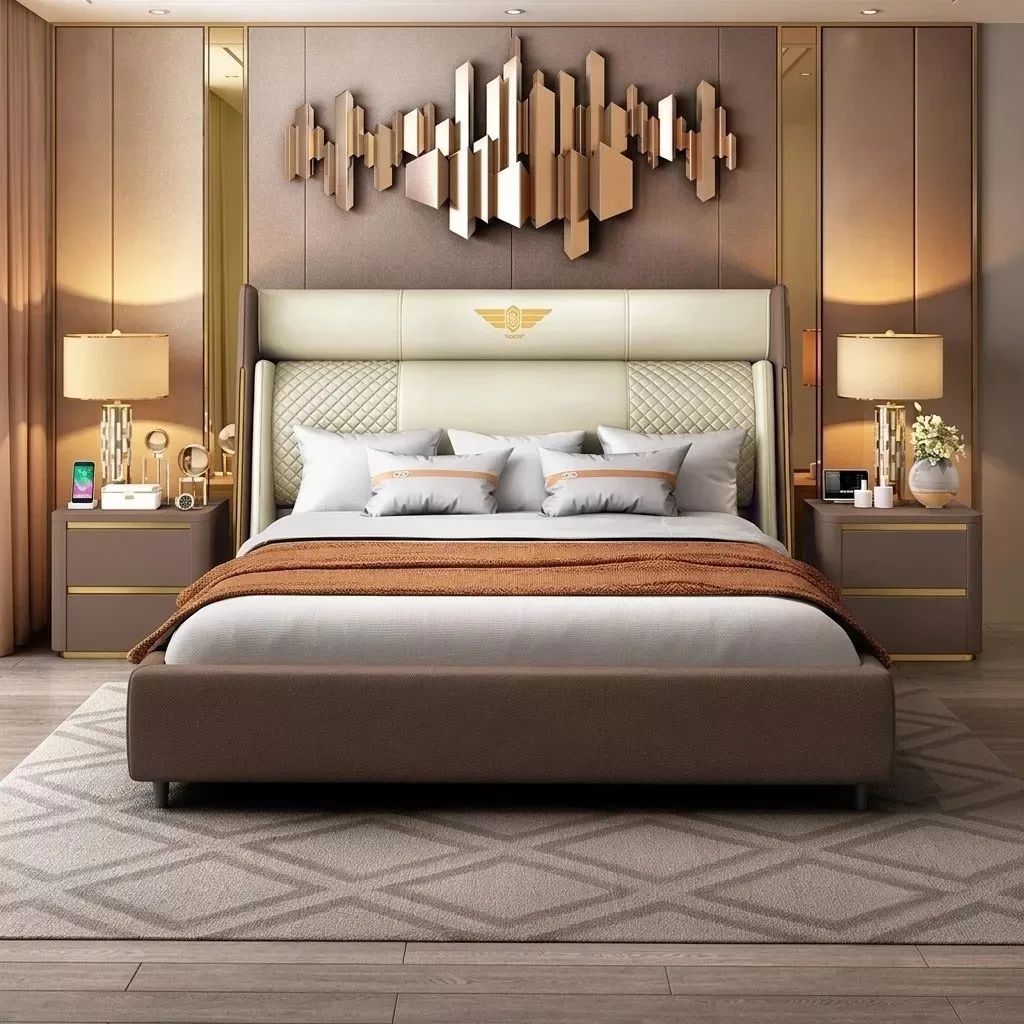 Smart Modern Designed Leather Bed