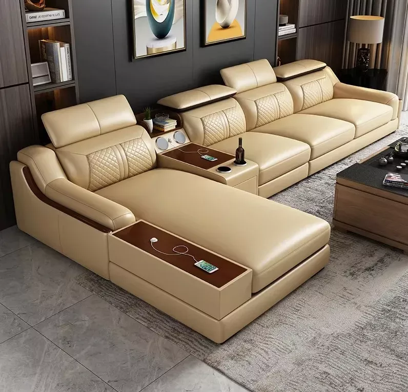 Smart Multifunctional Leather Sectional Sofa