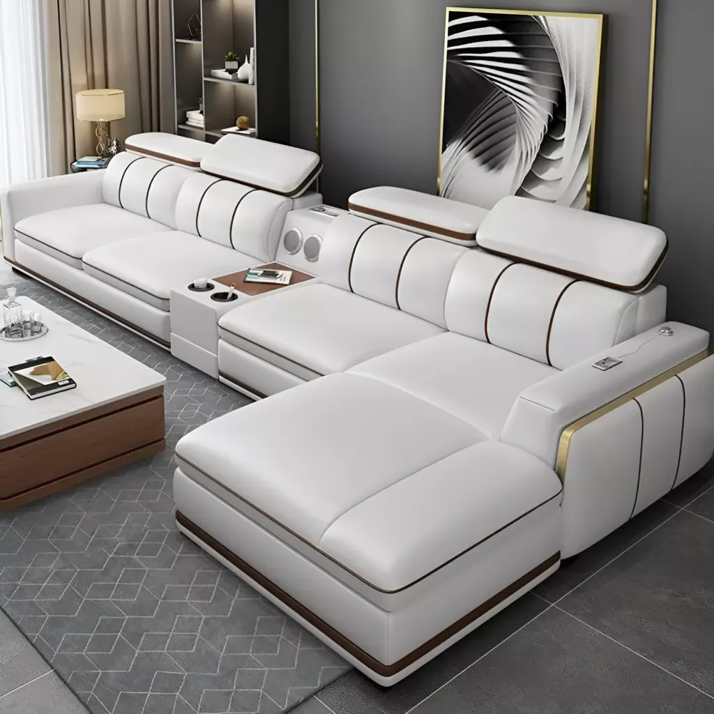Smart Multifunctional Sectional Leather Sofa
