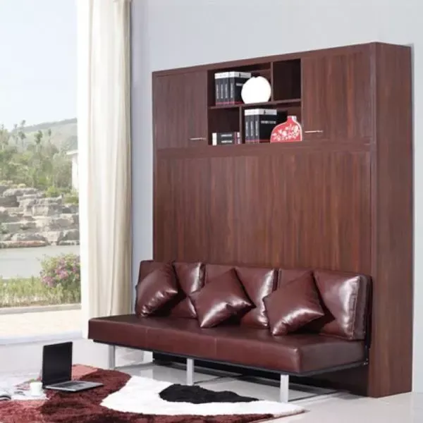 Soft Leather Modern Wall Bed Sofa