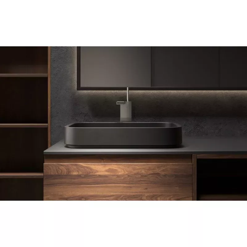 Solace-A Black Rectangular Stone Vessel Sink