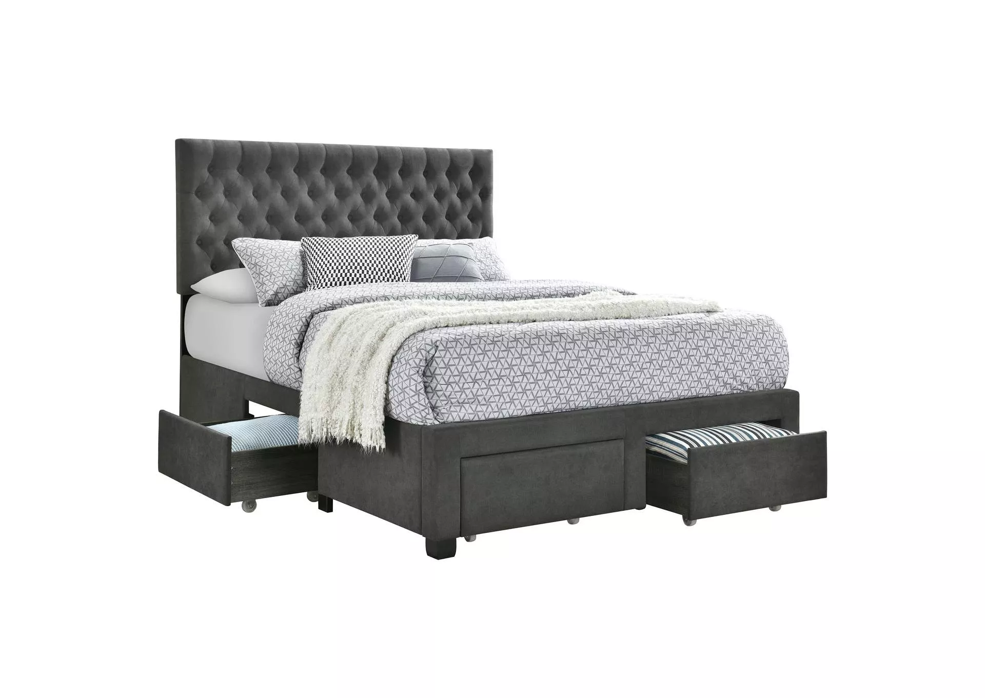 Soledad Upholstered Eastern King Storage Panel Bed Grey
