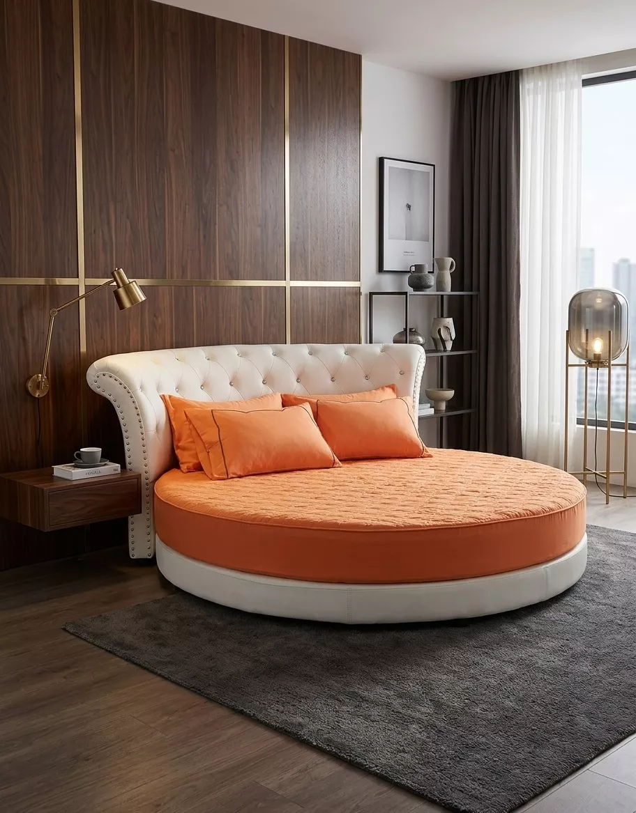Solid Round Cotton Bed Mattress Protector