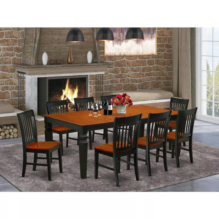 Solid Wood Dining Set - Table & 8 Chairs