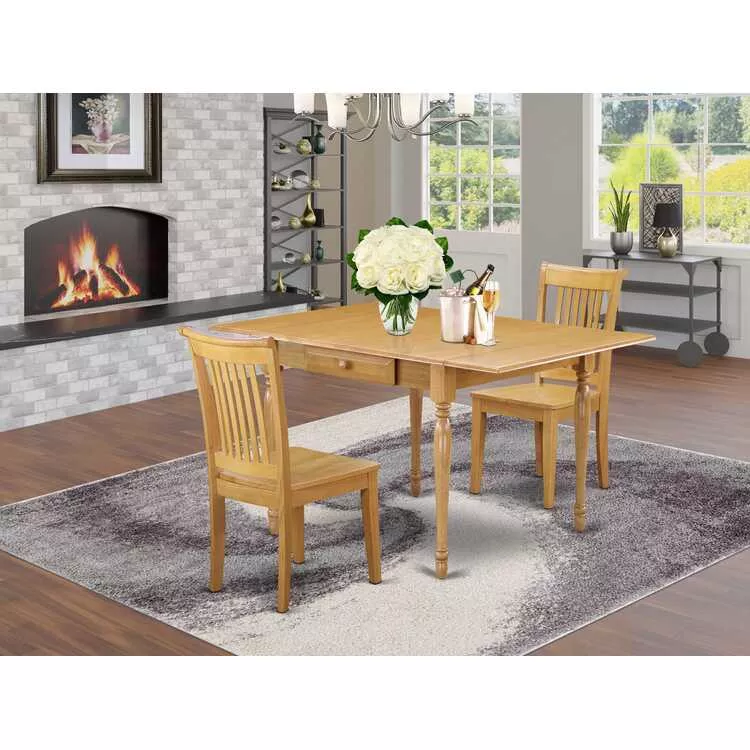 Solid Wood Drop Leaf Dining Table and Kitchen Chairs Set