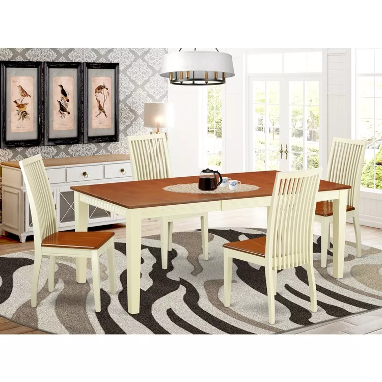 Solid Wood Kitchen Dining Table Set Buttermilk Cherry Finish