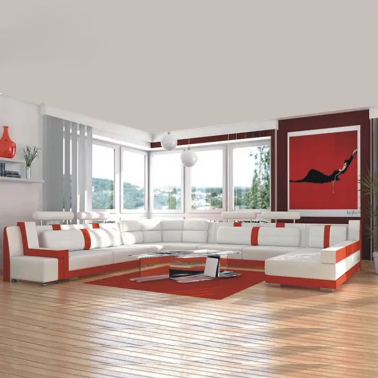 Spacious Leather Sectional Sofa Set