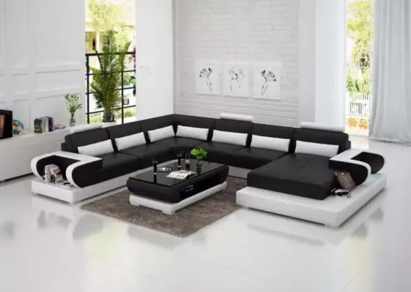 Spacious Leather Sofa With Light