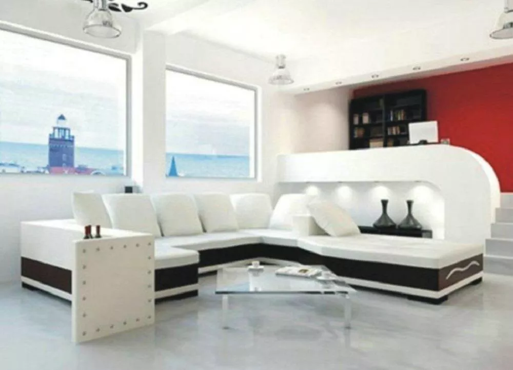 Spacious U Shaped Leather Sectional Couch