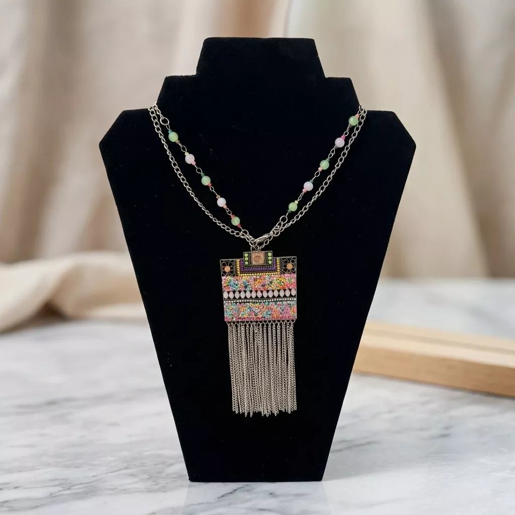 Square Shaped Multicolor Beaded Chain
