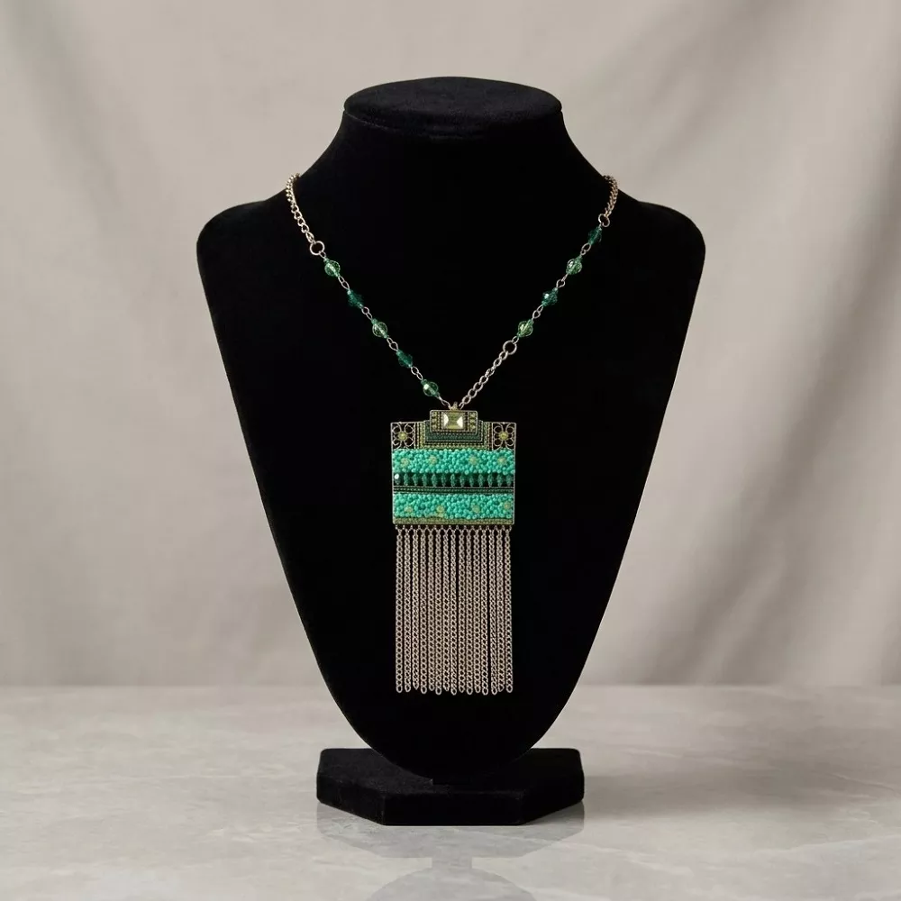 Square Shaped Turquoise Beaded Chain