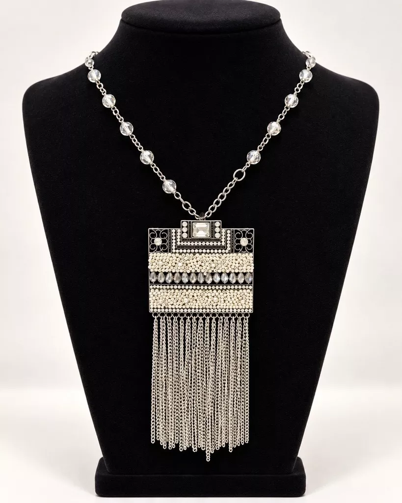 Square Shaped White Beaded Chain