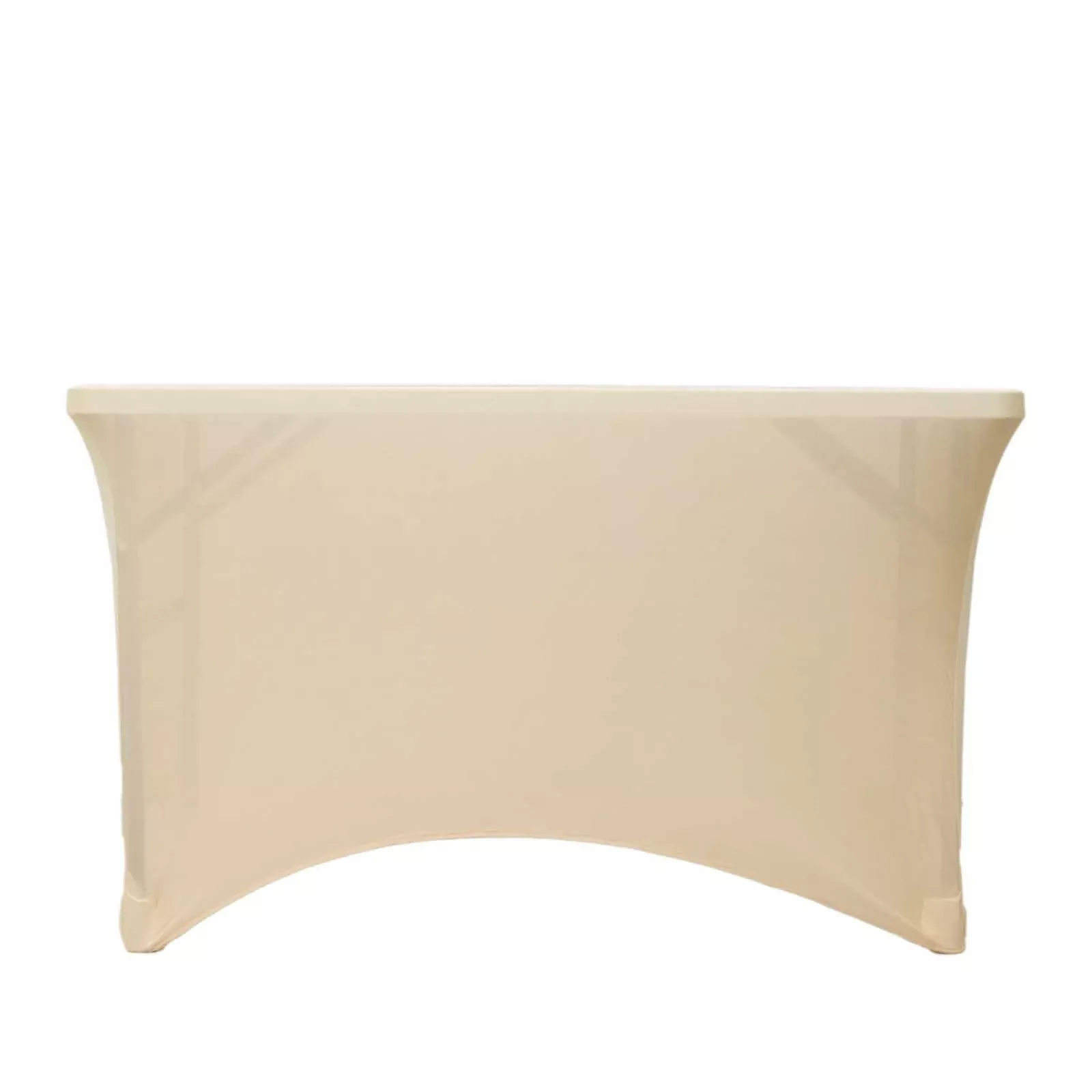 Stretch Spandex 48"x30" Rectangle Tablecloth Beige - Durable Form-Fitting Table Cover
