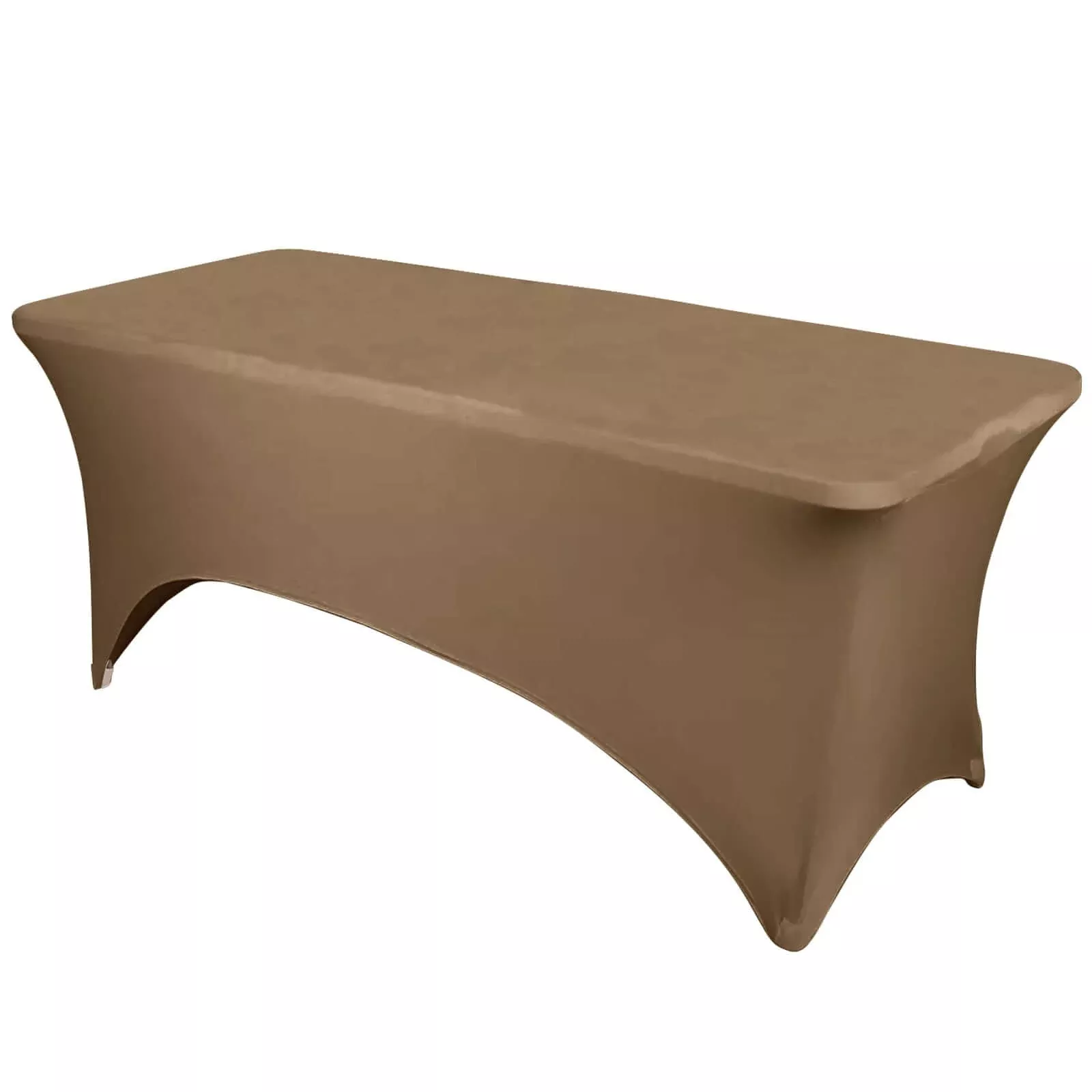 Stretch Spandex 6ft Rectangle Tablecloth Taupe - Durable Form-Fitting Table Cover
