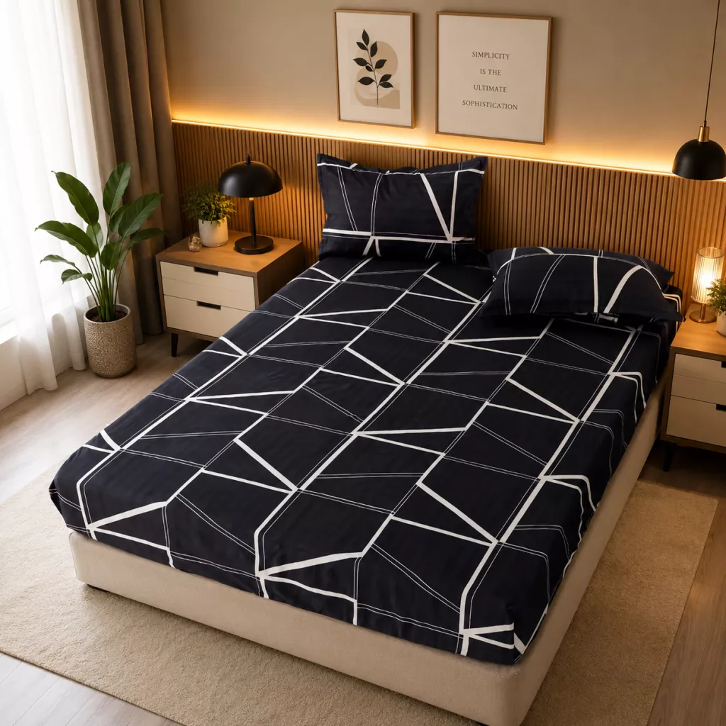 Stylish Color Printed Fitted Bedding Set