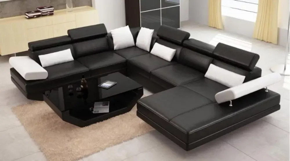 Stylish Leather Sectional With Chaise