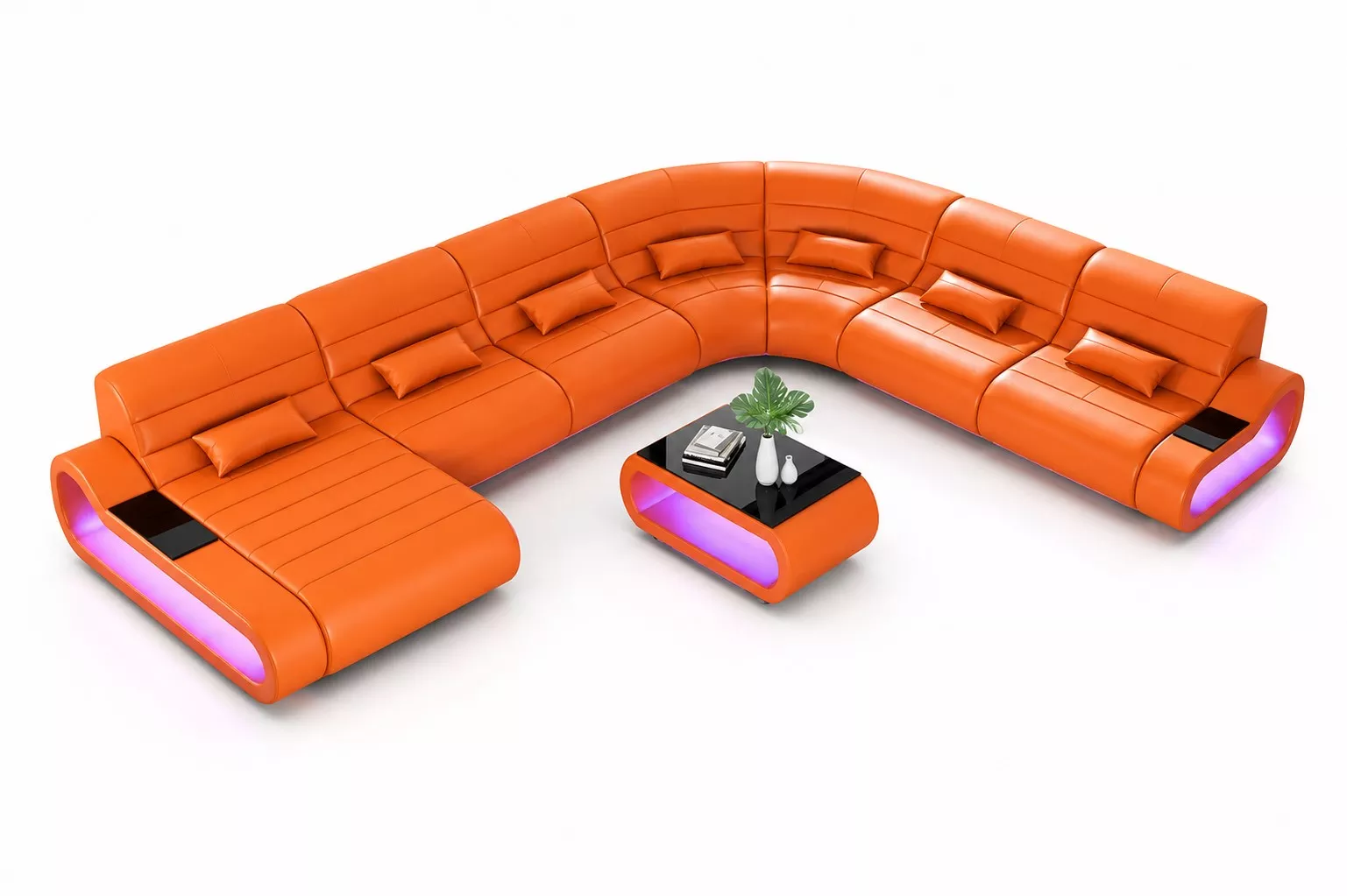 Stylish LED Leather Sectional Sofa