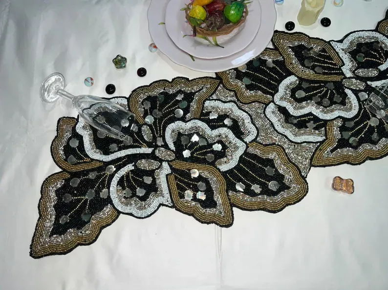 Stylish Simplicity Handcrafted Beaded Dining Table Runner