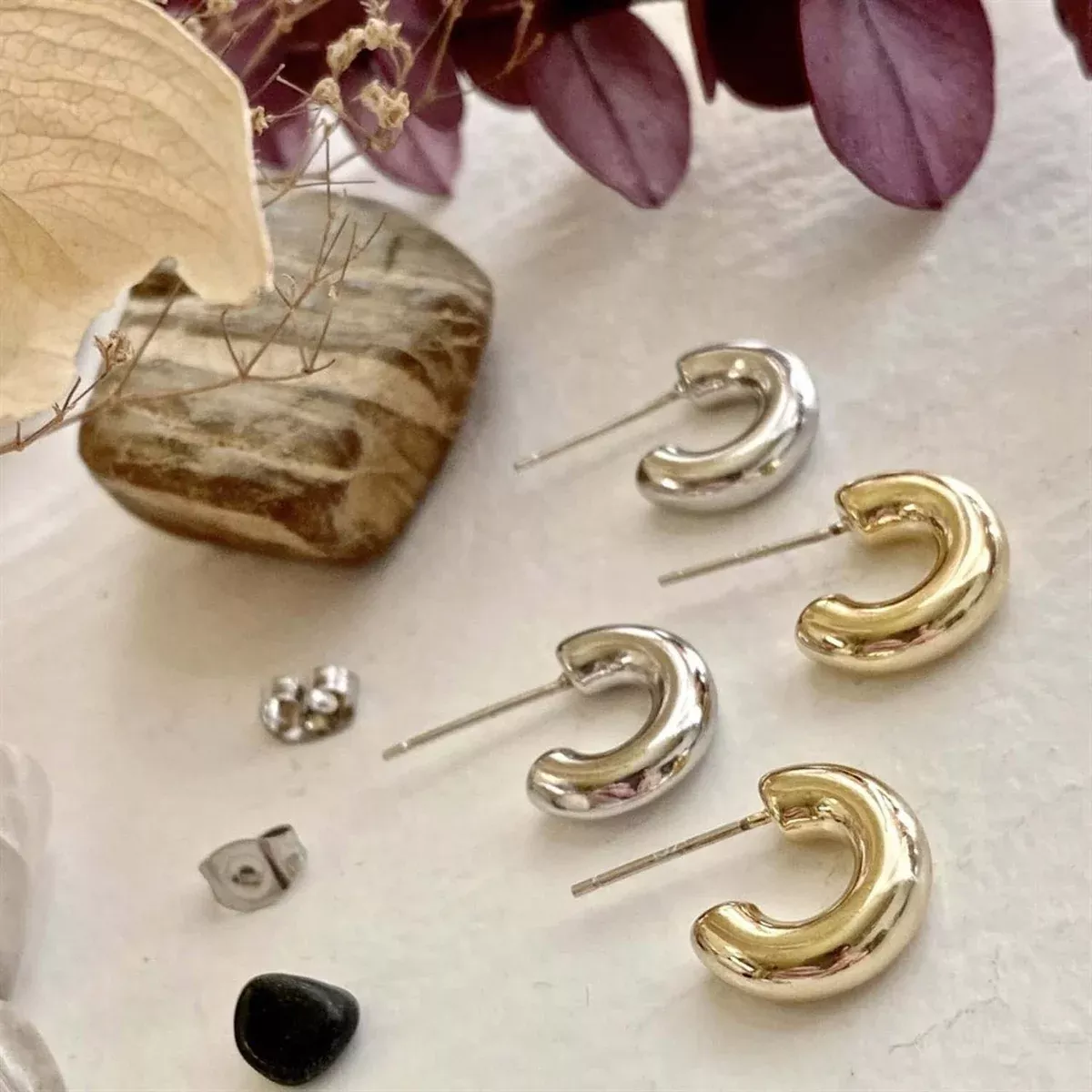 Tala Chunky Hoops With Sterling Silver Posts