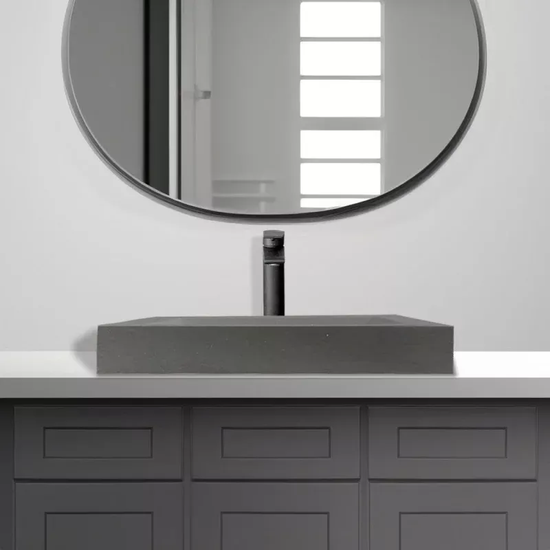 Templey Rectangular Cast Concrete Vessel Sink - Black