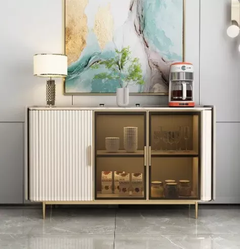 Textured Marble Top Buffet Table