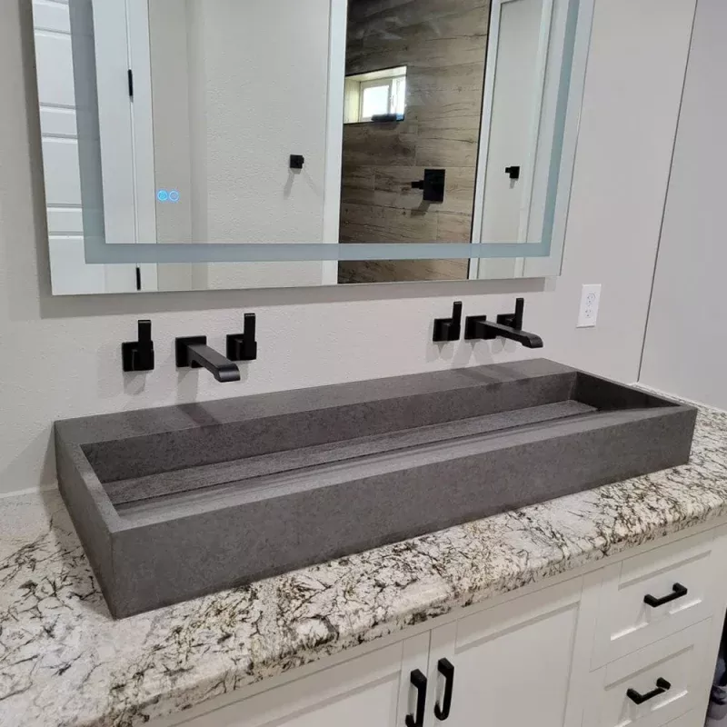 Thorold Rectangular Cast Concrete Vessel Sink - Dark Grey