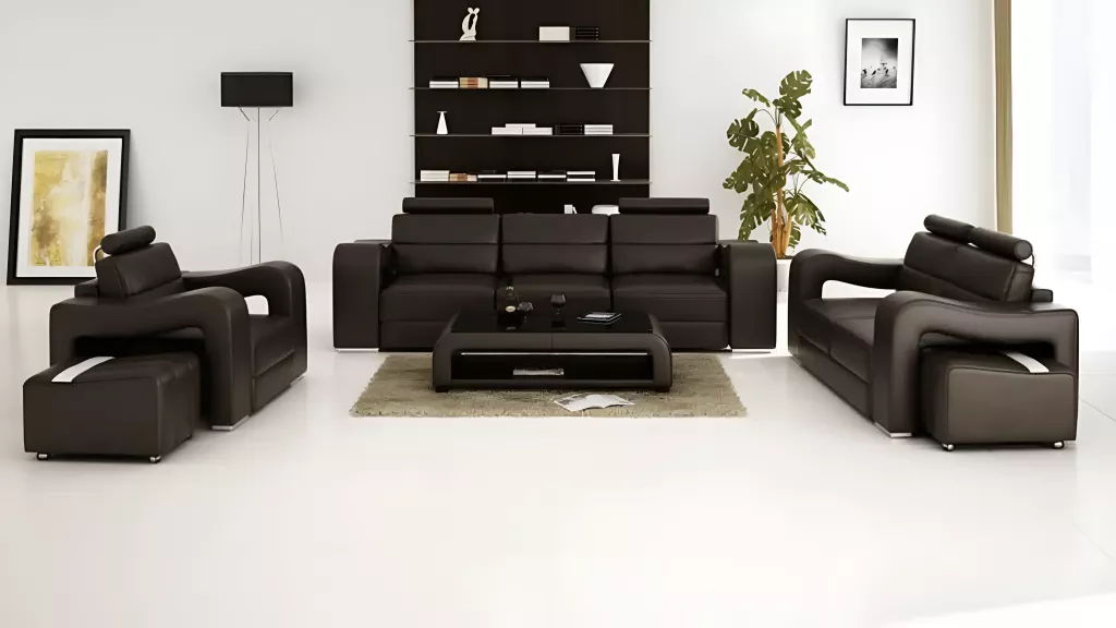 Trendy 3 Piece Leather Sofa Set