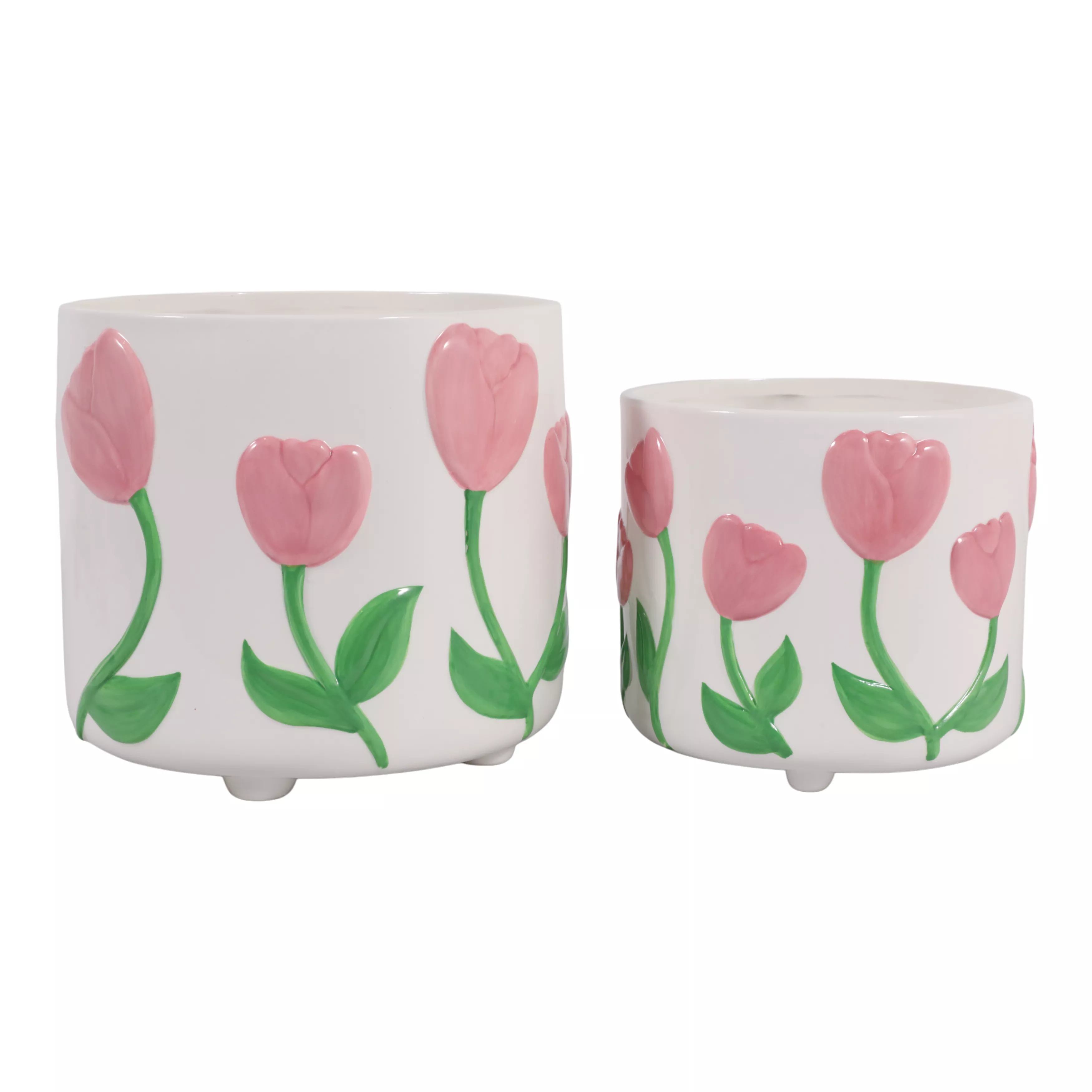 Tulip Embossed Footed Planters