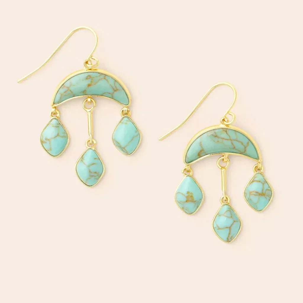 Turquoise - Stone Crescent Drop Earring