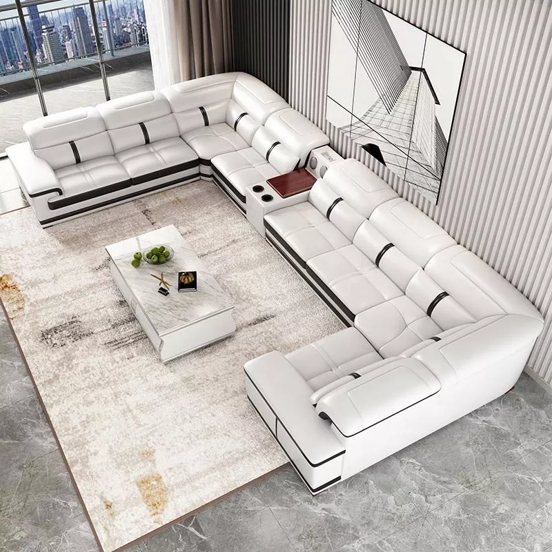 U-Shape Multifunctional Leather Sectional Sofa