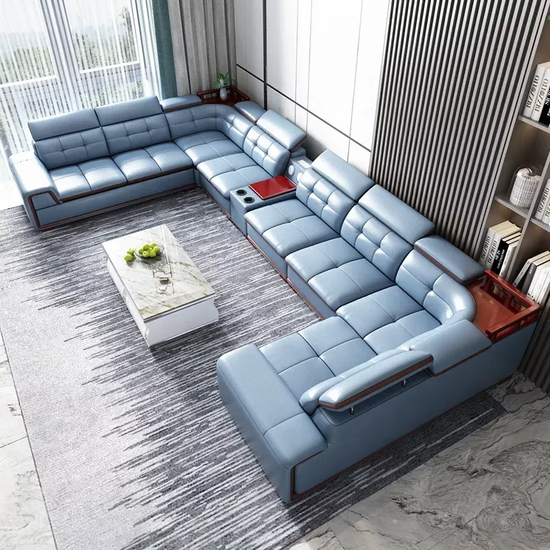 U Shape Sectional Leather Sofa