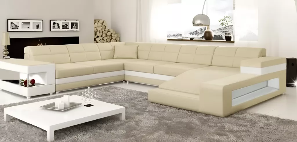U-Shaped Spacious Leather Sectional Couch
