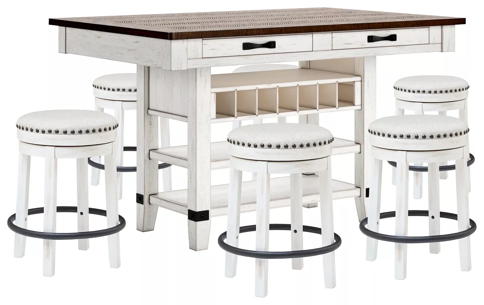 Valebeck Counter Height Dining Table and 6 Barstools
